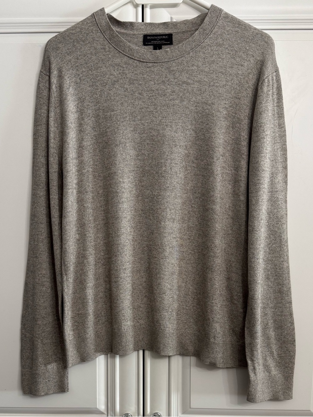 Banana Republic Factory Light Heather Tan Crewneck Sweater Cotton Silk Cashmere